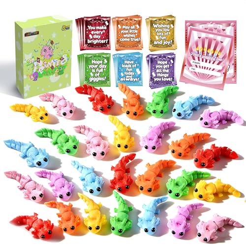 28pcs Axolotl 3D Printed Animals，Easters Basket Stuffers - style: 28P Axolotl Animals