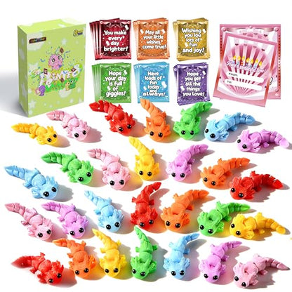 28pcs Axolotl 3D Printed Animals，Easters Basket Stuffers - style: 28P Axolotl Animals
