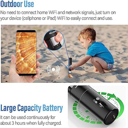 Wireless Digital Microscope, Skybasic 50X-1000X Magnification WiFi Portable Handheld Microscopes with Adjustable Stand HD USB Microscope Camera Compatible with iPhone Android iPad Windows Mac Computer - color: Black