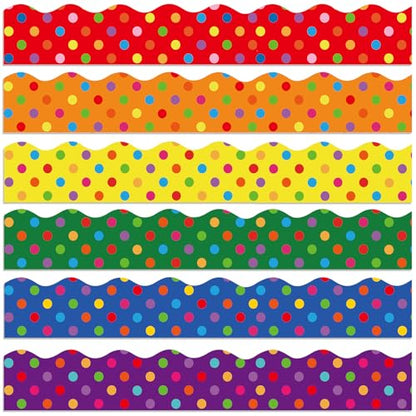 Containlol 118ft Bulletin Board Border Classroom Border, Colorful Dots - style: Colorful Dots