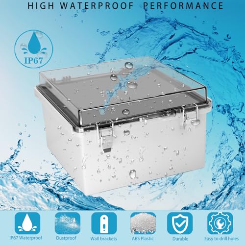 Waterproof Outdoor Electrical Box Junction Box Weatherproof IP67 ABS Plastic Enclosure Switch Router Project Box with Mounting Plate with Wall Bracket 2 Cable Glands Clear 8.27" x 8.27" x 5.12" - color: Clear, size: 8.27" x 8.27" x 5.12" 1pc