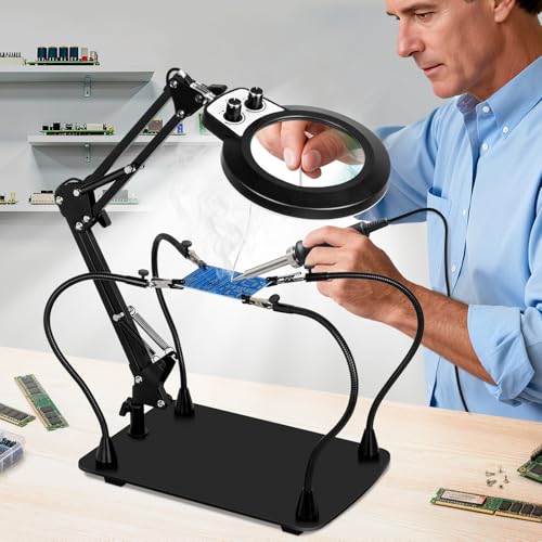 Helping Hands Soldering Station, 10X Magnifying Glass with Light