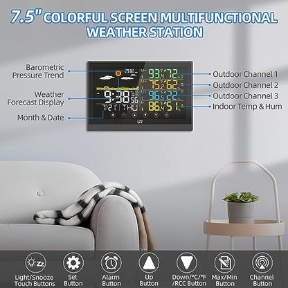 LFF Weather Station, Indoor Outdoor Weather Station Wireless with 3 Sensors