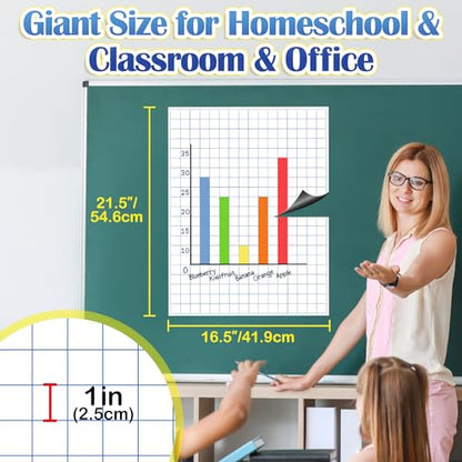 Aizweb Giant Magnetic Graph Paper,Dry Erase Grid Graphing for Classroom Whiteboard Accessories,Chart Paper Teacher Must Have Homeschool Teaching Supplies,Teacher Essential,21.5" x 16.5" - style: Graph