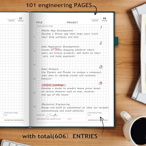 JUBTIC Engineering Notebook for Project Organization, 8.5" x 11" - color: Dark Green
