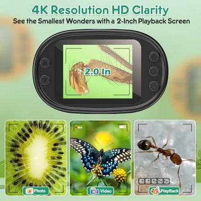 Kids Digital Microscope Science Gift: Complete STEM Toy Kit for Ages 4-12 - color: Green