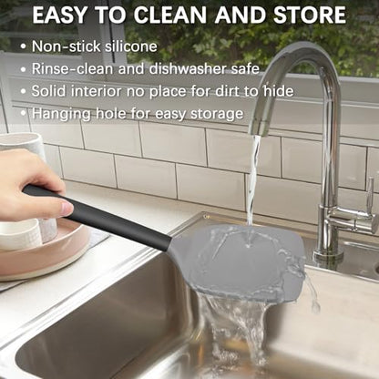 Coukre 2 Pack Silicone Spatula Set,High Heat Resistant, BPA-Free - color: GrayBlack