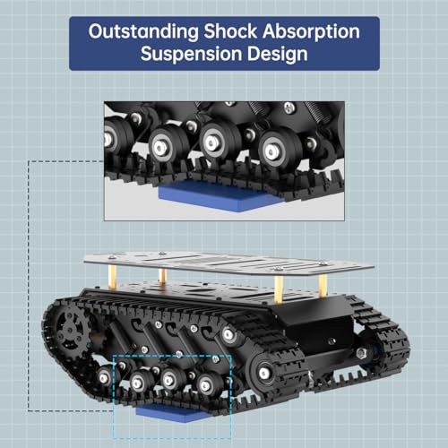 Robot Tracked Tank Car Chassis with Encoder DC Motor, Suspension Shock Absorption Chassis Car Double Layer Full-Metal Robotic Moving Platform Track for Arduion RPi Jetson DIY Maker Smart Robot Car - style: 2 Layer