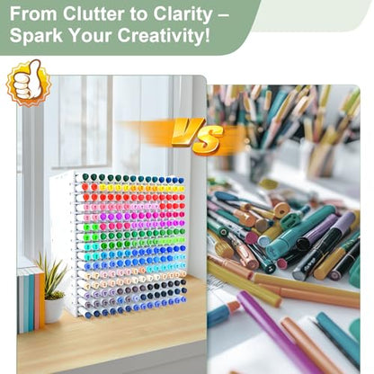 Marker Organizer, 210-Slot Marker Holder with Adjustable Dividers - size: 210 Holes