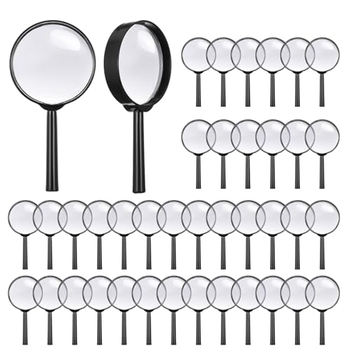40Pcs Magnifying Glass, Hand Lens Portable Magnifying Glasses for Science Class, Outdoor Activities, Party, Reading