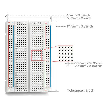 Chanzon 3 pcs Breadboard 400 Tie Points BB-801 Solderless Prototype Kit PCB