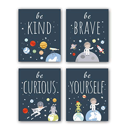 CHDITB Unframed Outer Space Room Decor, Inspirational Space Art Print, Set Of 4（8" x10" ） Space Wall Art For Boy Room Decorations, Kids Picture Planets Canvas Posters For Kids Bedroom Nursery Decor - color: Outer Space (Unframed), size: 8x10 inches