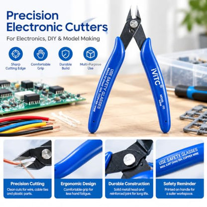 2 Pack Micro Wire Cutters, 5“ Mini Flush Cutter, Sharp Small Cutting Pliers