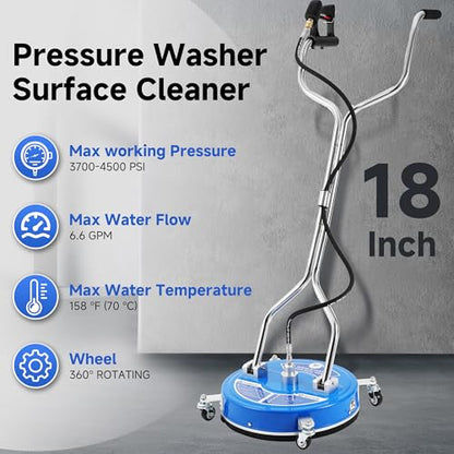 RIDGE WASHER 18’’ Pressure Washer Surface Cleaner with Dual Handle,4500 PSI - size: 18 Inch