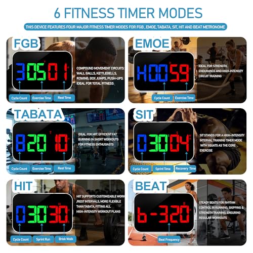 TXL Digital Timer for Classroom, Pomodoro, Gym & Kitchen – Rechargeable Magnetic Countdown Timer, Large LED Display, Loud Alarm, 3 Volume Levels & 3 Brightness Settings - style: Upgraded Version with Gym Modes
