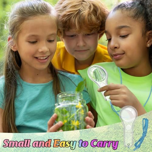 48 PCS Mini Magnifying Glass Bulk, Plastic 5X Small Magnifying Glass