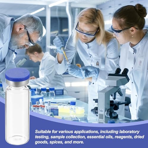 PATIKIL 15ml Sample Vials, 100 Pack Lab Empty Vials with Butyl Rubber Stopper Crimp Top Caps and Labels Borosilicate Glass Vial, Clear - color: Clear, size: 15ml
