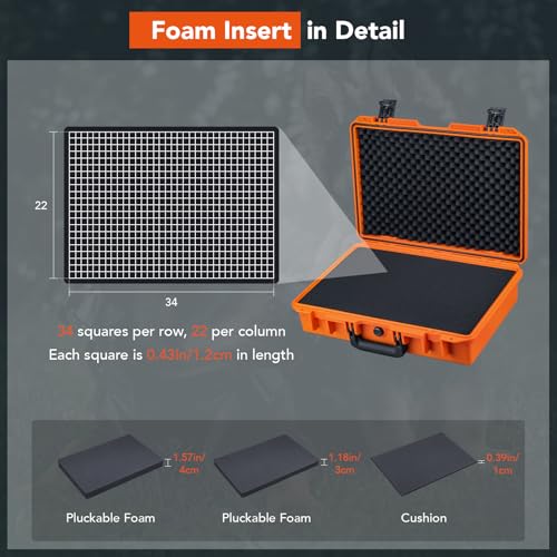 Lykus HC-4410 Waterproof Hard Case with Foam, Inner Size 15.75*10.24*3.94in - color: Orange, size: HC-4410
