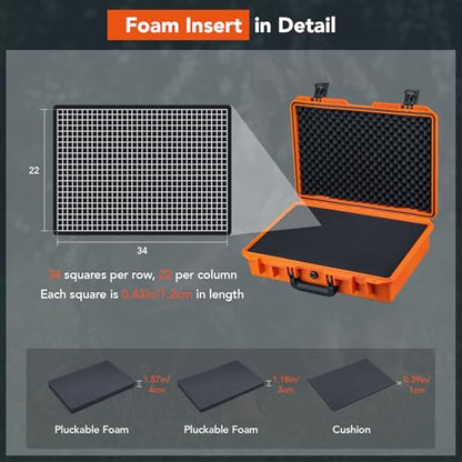 Lykus HC-4410 Waterproof Hard Case with Foam, Inner Size 15.75*10.24*3.94in - color: Orange, size: HC-4410