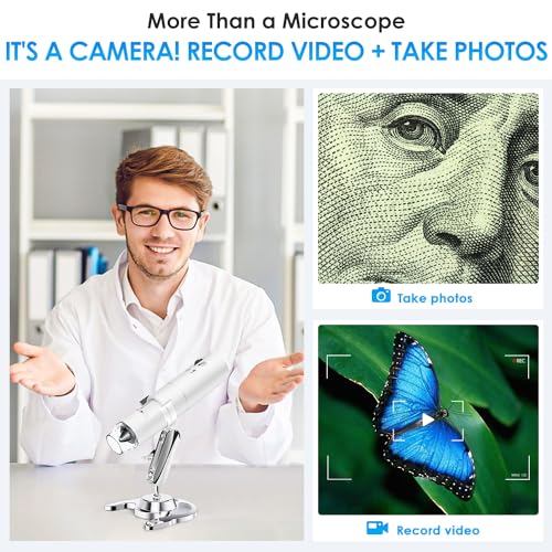 Wireless Digital Microscope, Skybasic 50X-1000X Magnification WiFi Pocket Handheld Microscopes with Stand HD USB Microscope Camera Compatible with iPhone Android iPad Windows Mac Computer (White) - color: White