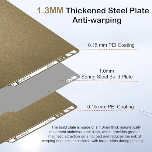 1.3MM Double Sided Textured PEI Build Plate,Bamboolab X1/P1/A1 Build Plate - size: 1.3MM Textured PEI Build Plate