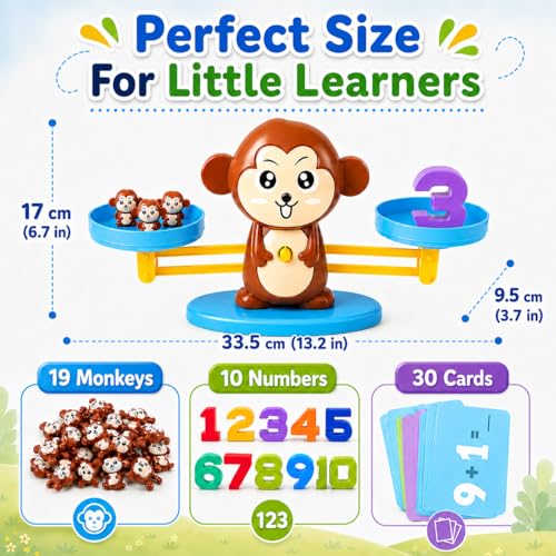 CozyBomB™ Monkey Scale Balance Toy, Number Counting Math Games - color: Brown