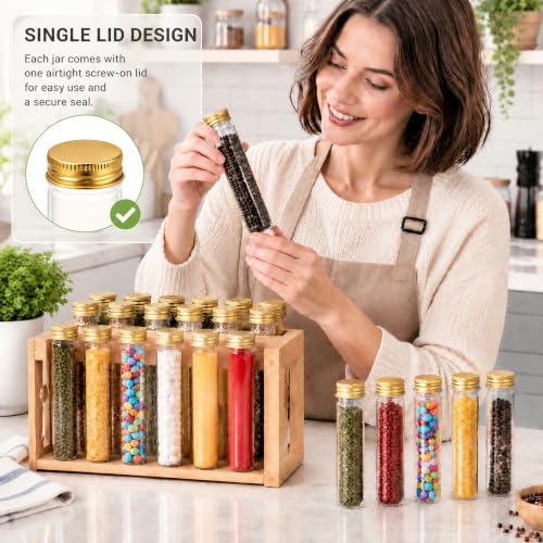 50 Pcs Halloween Candy Tubes Clear Plastic Test Tubes Screw Caps, Gold - color: Gold