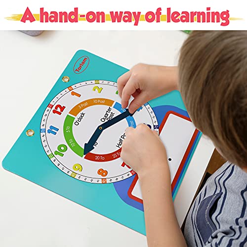 Large Magnetic Dry Erase Learning Clock for Kids Learn to Tell Time,12" Demonstration Teaching Time Practice Clock Analog Clocks with Pen, Classroom Supplies Homeschool Essentials Learning Resources - color: Light Blue