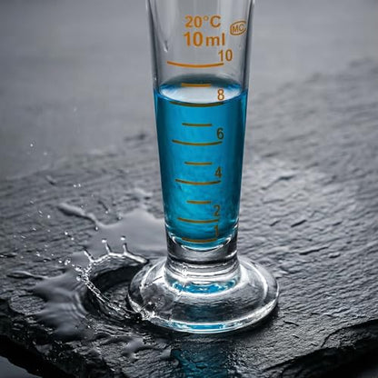 Baluue 10ml Graduated Cylinder, Borosilicate Glass Measuring Cup with Pour Spout, Conical Precise Lab Graduated Measuring Cylinder for Liquid, Science Labware - size: 10ml