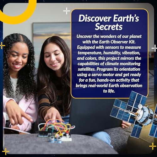 LINGO Earth Observer STEM Coding Kit - Build & Code Your Own Satellite to Monitor Earth's Climate from Space - Science Kits for Ages 13+ Years for Birthdays & Holidays