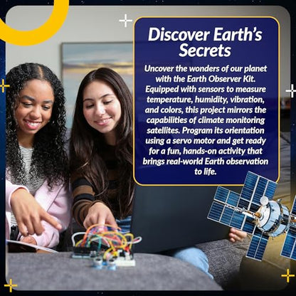 LINGO Earth Observer STEM Coding Kit - Build & Code Your Own Satellite to Monitor Earth's Climate from Space - Science Kits for Ages 13+ Years for Birthdays & Holidays