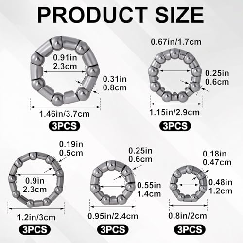 15 Pcs Bike Bearings, Bike Balls, BMX Bicycle Parts, Ball Bearing Fixed Cage for Bicycles 4.7mm to 8mm / 0.18" to 0.31" Repair Accessories (Silver) - color: 4.7mm - 8mm, 5 sizes,15pcs