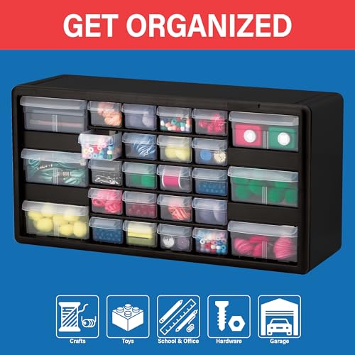 Akro-Mils 10126, 26 Drawer Plastic Parts Storage Hardware and Craft Cabinet, 20-Inch W x 6-Inch D x 10-Inch H, Black - color: Black, size: 26 Drawer, style: 1 Pack