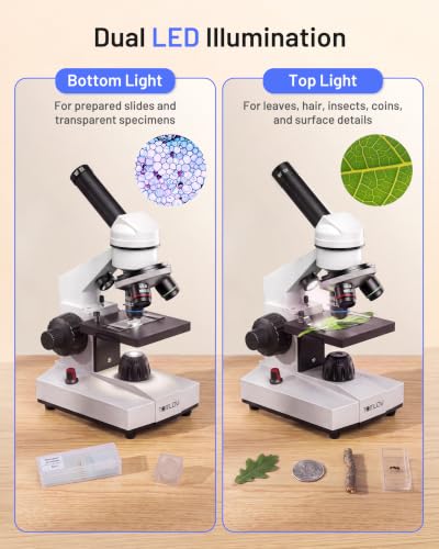 TOMLOV Compound Microscope with Coarse & Fine Focus for Adults & Students,