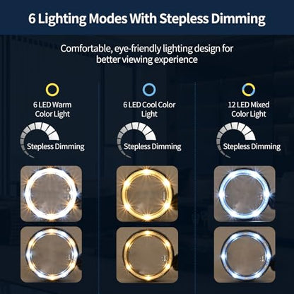 45X Magnifying Glass with Light, Rechargeable LED Magnifier for Reading - color: Black