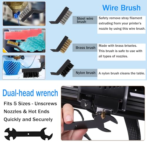 18Pcs 3D Printer Tool Kit,Model Tools Kit Includes Nozzle Cleaning Kit, Putty Knife Scraper, Brushes, Tweezers Diamond Files for 3D Prints Cleaning Finishing