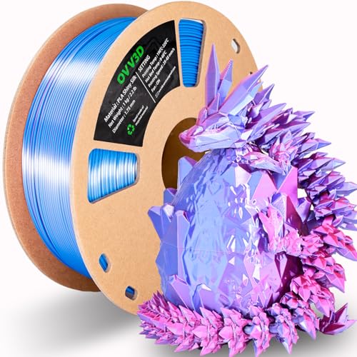 OVV3D PLA Filament 1.75mm, Silk PLA Dual Color Filament, Sky Blue and Rose Red Coextrusion Filament, Multi Color Change 3D Printing Materials +/-0.02mm, 1kg/2.2lb - color: Dual-color Sky Blue+ Rose Red