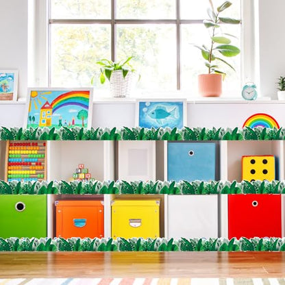 Tropical Leaves Bulletin Board Border, 65Ft Jungle Leaves Border Greenery Plant Tropical Leaves Rolled Border Trim for School Classroom Bulletin Board Chalkboard Whiteboard Wall Decor - style: Tropical