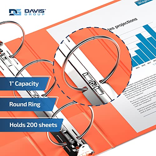 Premium Economy 3-Ring Binder, Spine Label, 1" Round Rings, Orange, 6 Pack - color: Orange, size: 1 Inch
