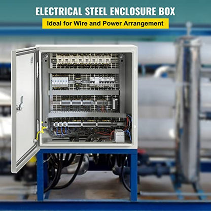 VEVOR NEMA Steel Enclosure, 16 x 16 x 8'' NEMA 4X Steel Electrical Box, IP66 Waterproof & Dustproof, Outdoor/Indoor Electrical Junction Box, with Mounting Plate - size: 16 x 16 x 8