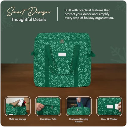 Covermates Treasurekeeper Storage Bag, Green Snowflake - color: Green Snowflake Polyester, size: 25.5W x 13D x 18.5H - Without Wheels