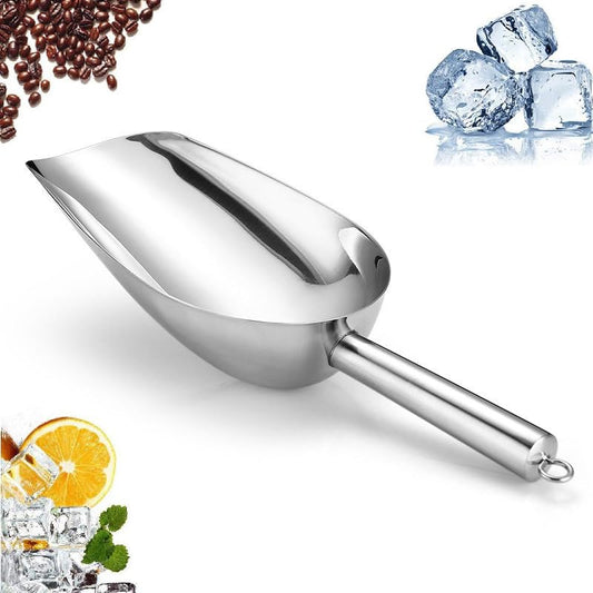 Set of 1 Ice Scoop, Stainless Steel Kitchen Ice Scoop for Canisters or Ice Maker, Food Scoops for Canisters, Freezer, Flour, Dry Foods, Coffee Beans, Pop Corn, Pet Dog Cat Food (Stainless Steel-M) - color: Stainless Steel-M