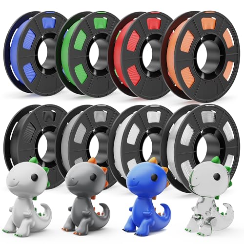 CREALITY 250g PETG Filament Bundle, 8 Colors Total 2kg, 1.75mm 3D Printer PETG Filament, Perfect for Small Project and Children Creation, Black+White+Grey+Tansparent+Red+Blue+Green+Orange - color: 2kg Black+white+grey+transparent+red+blue+green+orange (8-