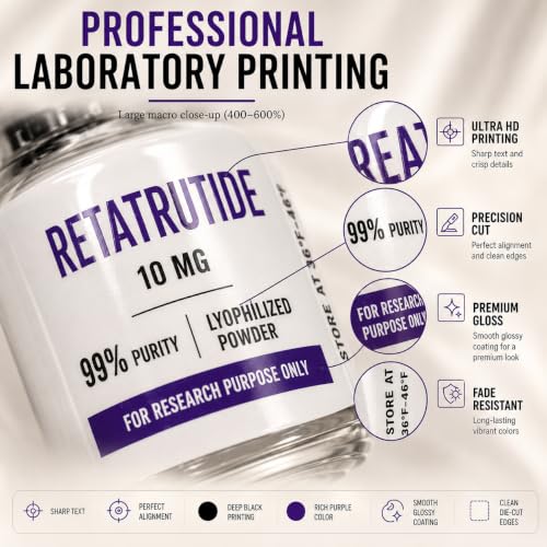Custom Peptide Vial Labels 1.5 x 0.75 Waterproof Vinyl Stickers for Bottles