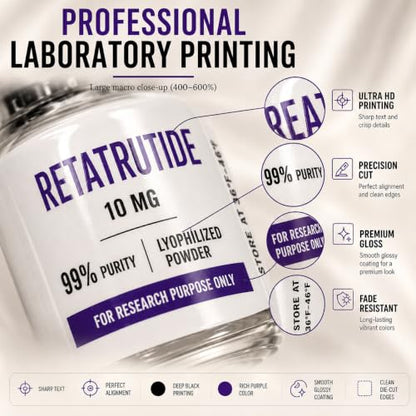 Custom Peptide Vial Labels 1.5 x 0.75 Waterproof Vinyl Stickers for Bottles