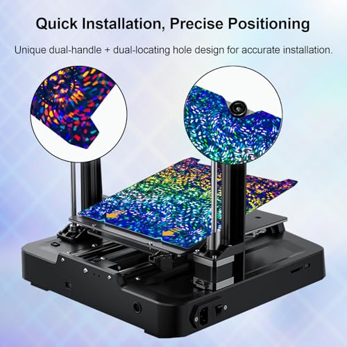 IdeaFormer-3D Rainbow Gear PEW+Plaid PES Build Plate for Creality K1C/K1/K1 SE/Ender 3 V3 SE/KE/Ender 3 S1/Pro/Ender 5 S1,Flexible PEW PES Spring Steel Effect Sheet Removable Platform 235x235mm - color: Rainbow Gear PEW+Plaid PES