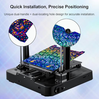 IdeaFormer-3D Rainbow Gear PEW+Plaid PES Build Plate for Creality K1C/K1/K1 SE/Ender 3 V3 SE/KE/Ender 3 S1/Pro/Ender 5 S1,Flexible PEW PES Spring Steel Effect Sheet Removable Platform 235x235mm - color: Rainbow Gear PEW+Plaid PES