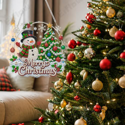 Eiflow Hanging Christmas Pearl Art Kit for Adults Snowman - color: Merry Christmas