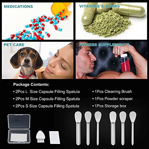 Capsule Filling Machine Spoons, Pill Filler Tools for All Sizes # 000-5 - color: #000 00 0 1 2 3 4 5