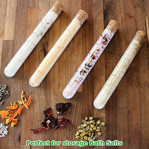 Plastic Test Tubes with Cork Stoppers, 60 PCS Clear 35 mL Test Tube Set, 0.8 x 5.9 in Round Bottom Tubes for Bath Salt, Candy, Beads, Powder, Party Favors and Lab Storage